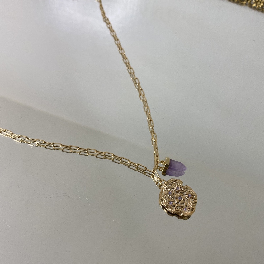 Opal Coin & Crystal Necklace